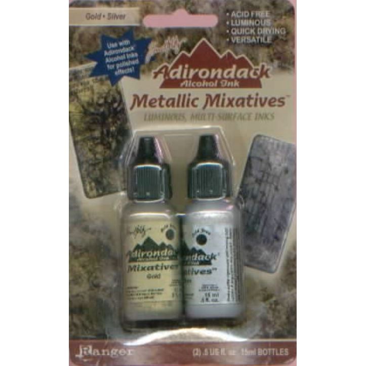 Ranger Tim Holtz Alcohol Ink Metallic Mixatives Silver and Gold 